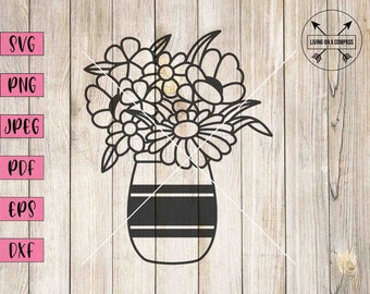 Flower vase, floral art print, floral png, floral wall decor, floral decor, spring flower svg, white flowers clipart, vase png, vase vector