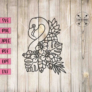 Floral flamingo svg, flamingo svg, flamingo png, flamingo clipart, summer svg, summer clipart, flamingo party decor, summer planner stickers