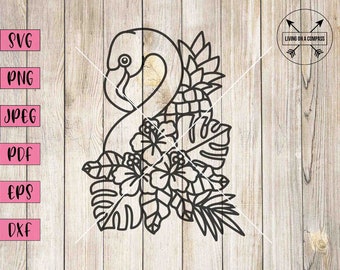 Floral flamingo svg, flamingo svg, flamingo png, flamingo clipart, summer svg, summer clipart, flamingo party decor, summer planner stickers