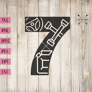 Mechanisch nummer 7 svg, auto's kamer decor, garage teken personaliseren, adresnummer teken, auto svg, auto clipart, auto clipart, garage teken, png