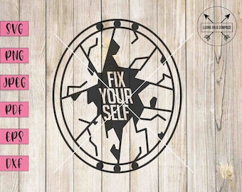 Fix yourself, Spiegel svg, Spiegel Sticker, motivational svg, motivational clipart, inspirational svg, broken mirror, mirror svg, mirror png