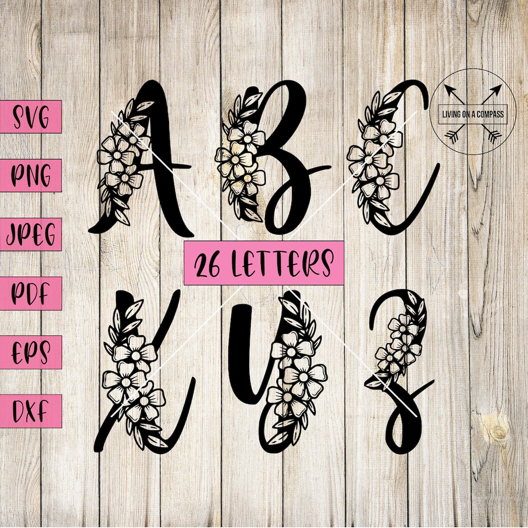 Alphabet Bundle, Letters Svg, Floral Alphabet Svg, Floral Alphabet ...
