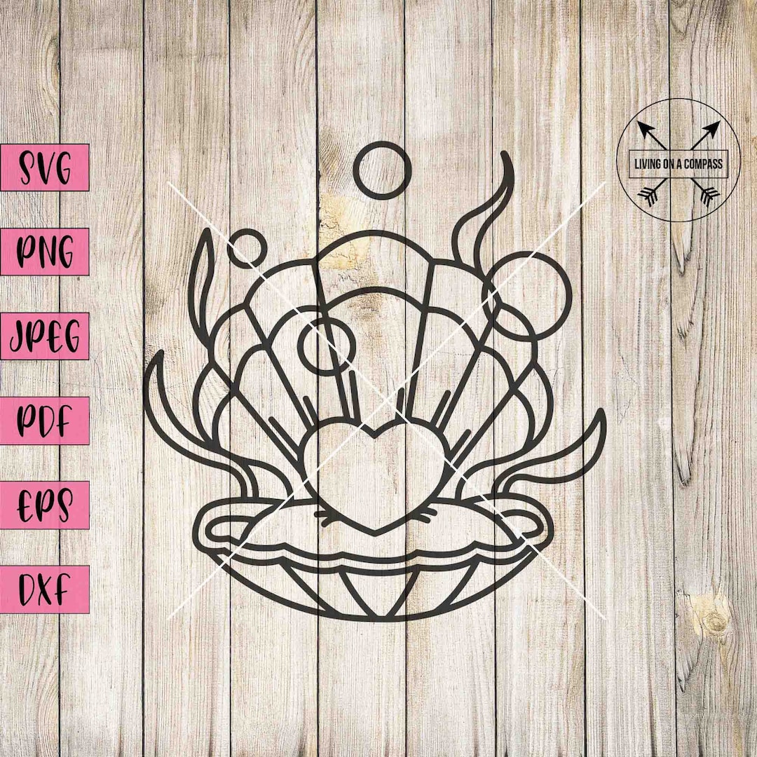 Pearl Svg, Pearl Png, Oyster Svg, Oyster Shell Svg, Clam Svg, Heart Svg