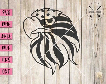 American eagle svg, fourth of july, july the 4th, independence day decorations, eagle head, eagle png, eagle clipart, patriotic decal, dxf