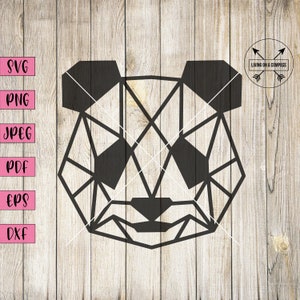 Panda svg, panda clipart, panda art, panda kubek, geometryczny svg, zwierzę, zwierzęta clipart, geometryczna sztuka ścienna z drewna, cricut svg, png, dxf, jpeg