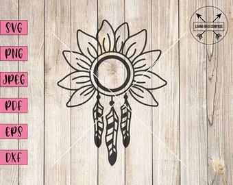 Dreamcatcher svg, dreamcatcher png, floral dreamcatcher svg, feather clipart, boho svg, hippie svg, flowers svg, flower dreamcatcher, cricut