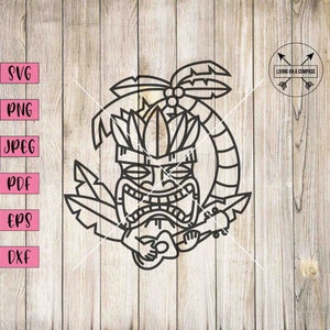 Tiki svg, tiki statue, tiki bar decor, tiki bar sign, luau birthday invitation, luau party decorations, hawaiian svg, luau decorations, eps