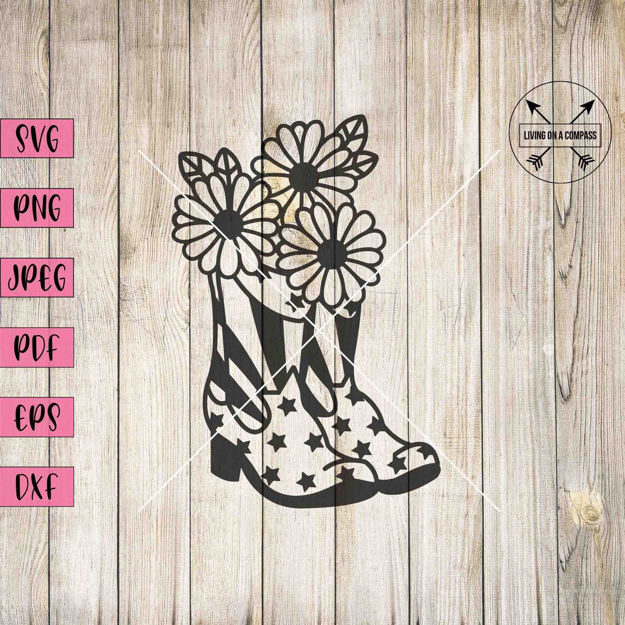 Floral Cowgirl Boots Svg, Cowgirl Boots Cut File, Cowboy Boots Svg