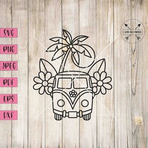 Van svg, beach van, hippie car, hippie svg, hippie clipart, summer vacation, retro svg, retro car, vintage car svg, surf svg, surf clipart