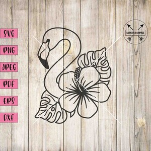 Floral flamingo svg, flamingo svg, flamingo png, flamingo clipart, summer svg, summer clipart, flamingo party decor, summer planner stickers