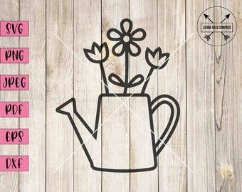 Watering can svg, garden svg, garden clipart, garden decor, gardening clipart, gardening svg, spring svg, happy spring svg, flowers svg, png