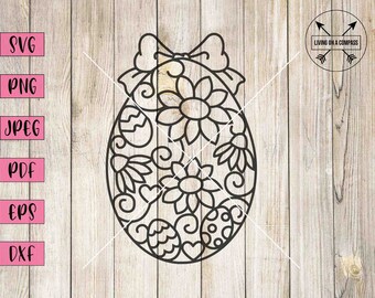 Blommigt påskägg svg, påskägg svg, påsk svg, vår svg, påsk clipart, påskäggsdesign, utskrivbara påskägg, påskäggs clipart
