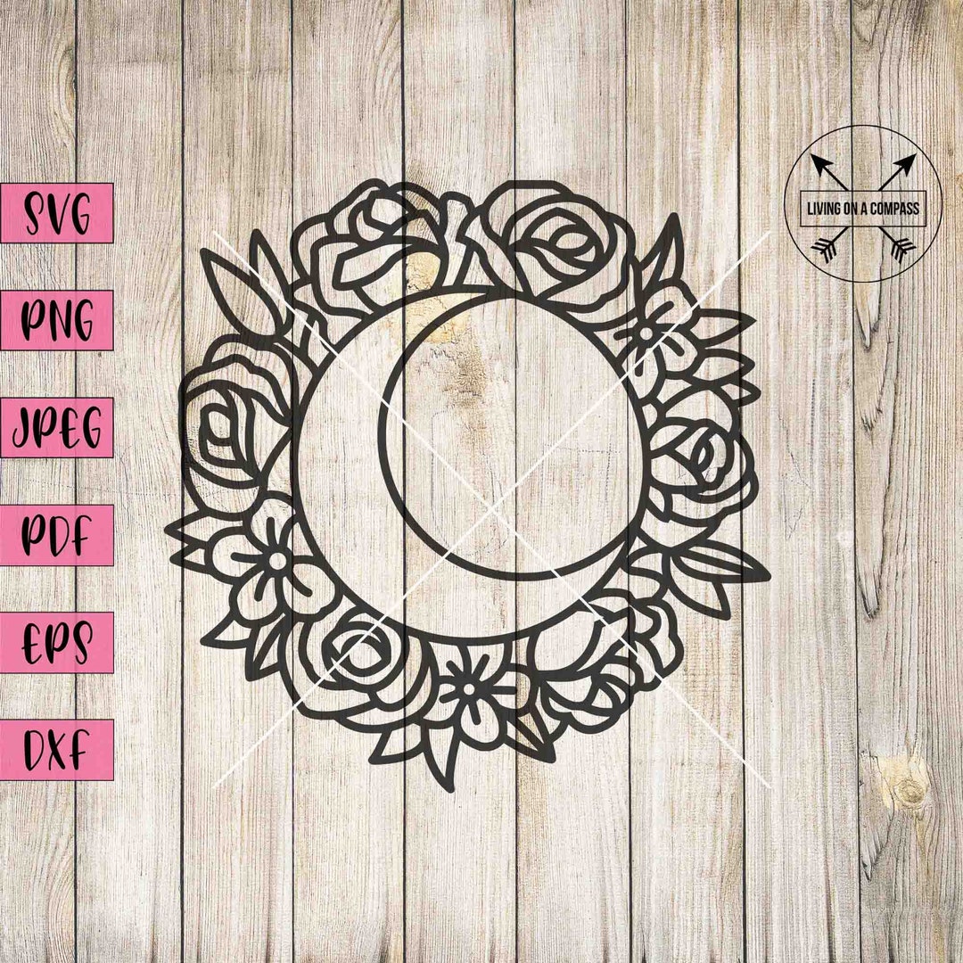 Lua floral svg, lua crescente svg, lua svg, lua png, impressão de arte ...