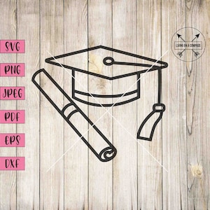 Gorra de graduación svg, imágenes prediseñadas de diploma, felicitaciones svg, imágenes prediseñadas de gorra de graduación, sombrero de graduación svg, archivo de corte de gorra de graduación, gorra de toga svg