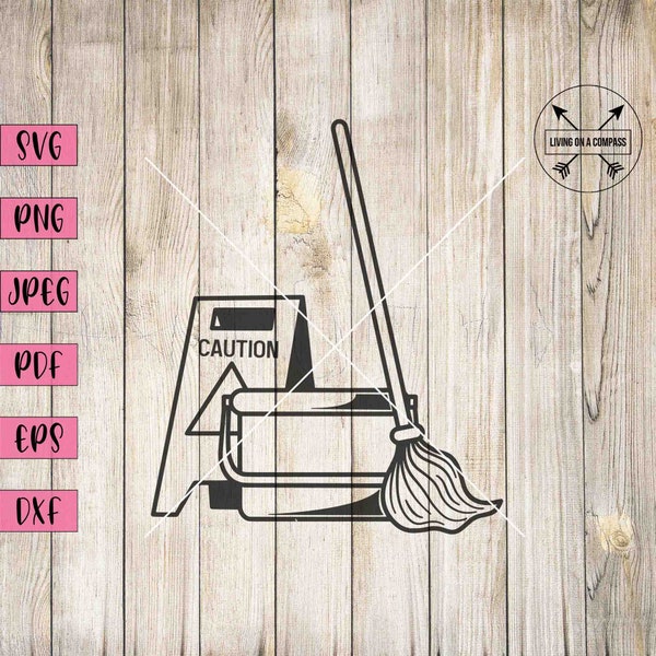 Mop svg, mop clip art, cleaning svg, cleaning clipart, janitor svg, janitor clipart, wet floor sign, cleaning supplies, mopping svg, cricut