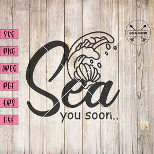 Sea usted pronto svg, arte de la palabra, olas png, imágenes prediseñadas de las olas, arte de la palabra de la playa, playa svg, decoración de la pared de la playa, pegatinas del planificador de verano, nos vemos pronto svg