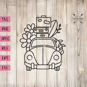 Hippie car svg, hippie svg, hippie clipart, hippie stickers, retro svg, retro car, vintage car svg, vacation svg, vacation stickers, cricut