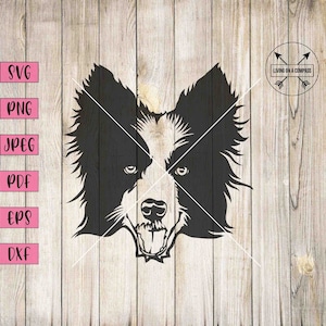Border collie svg, dog svg, dog png, dog pdf, border collie clipart, border collie decals, dog print, dog decal, dog face svg, dog art print