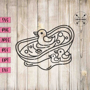 Vasca da bagno per bambini, tempo di bagnetto, anatra di gomma svg, arte papera di gomma, baby shower svg, clipart per baby shower, arte della parete dell'anatra di gomma, stampe asilo nido