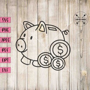 Piggy bank svg, piggy bank clipart, toy clipart, money svg, money clipart, money art, piggy bank sticker, digital download, instant download
