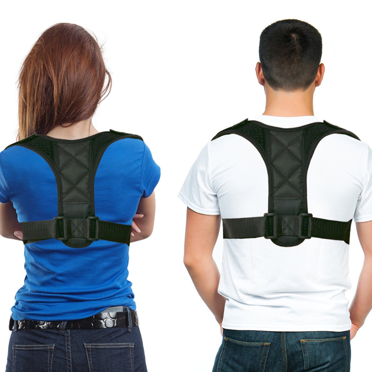 Extra Wide Seat Cushion Lumbar Support Adjustable Back Brace Posture  Correction