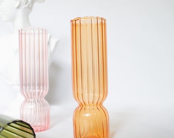 Colorful Vase | Glass Bud Vase | Retro Flower Vase | Orange Vase