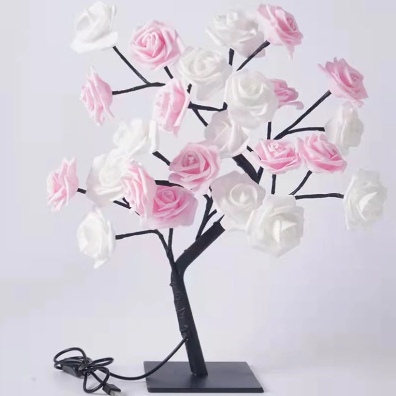 Pretty LED Rose Flower Tree Lights Handmade USB Table Lamp Etsy