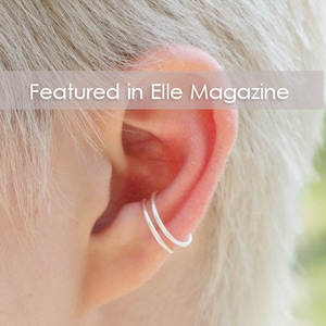 NO PIERCING, Silver, Stackable Earring, 18 gauge, Conch Hoop, fake earring, Cartilage, Fake Piercing, Faux, Orbital, Ear Cuff
