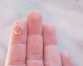 NEW! Mini Septum Cuff, tiny, small hoop, 20 gauge, GOLD, fake nose ring, No Piercing Required, plain, simple septum cuff, minimalist