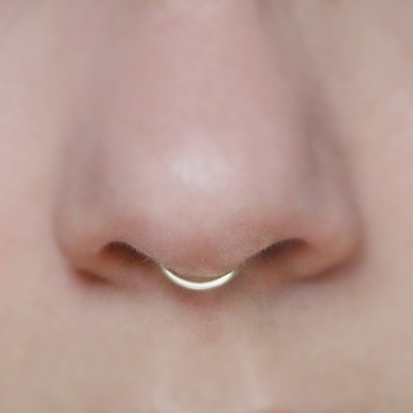 Peekaboo Fake Septum Ring, thick, small hoop, 18 gauge SILVER fake nose ring tiny, plain, simple septum cuff, minimalist