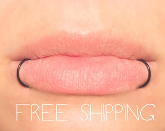 Fake Snake Bites: No Piercing, Black Lip Cuffs (20 gauge) 1 Pair, Labret