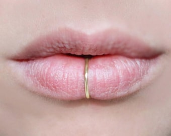 Anello per labbro extra spesso, fatto a mano (calibro 16), piercing finto per labbro