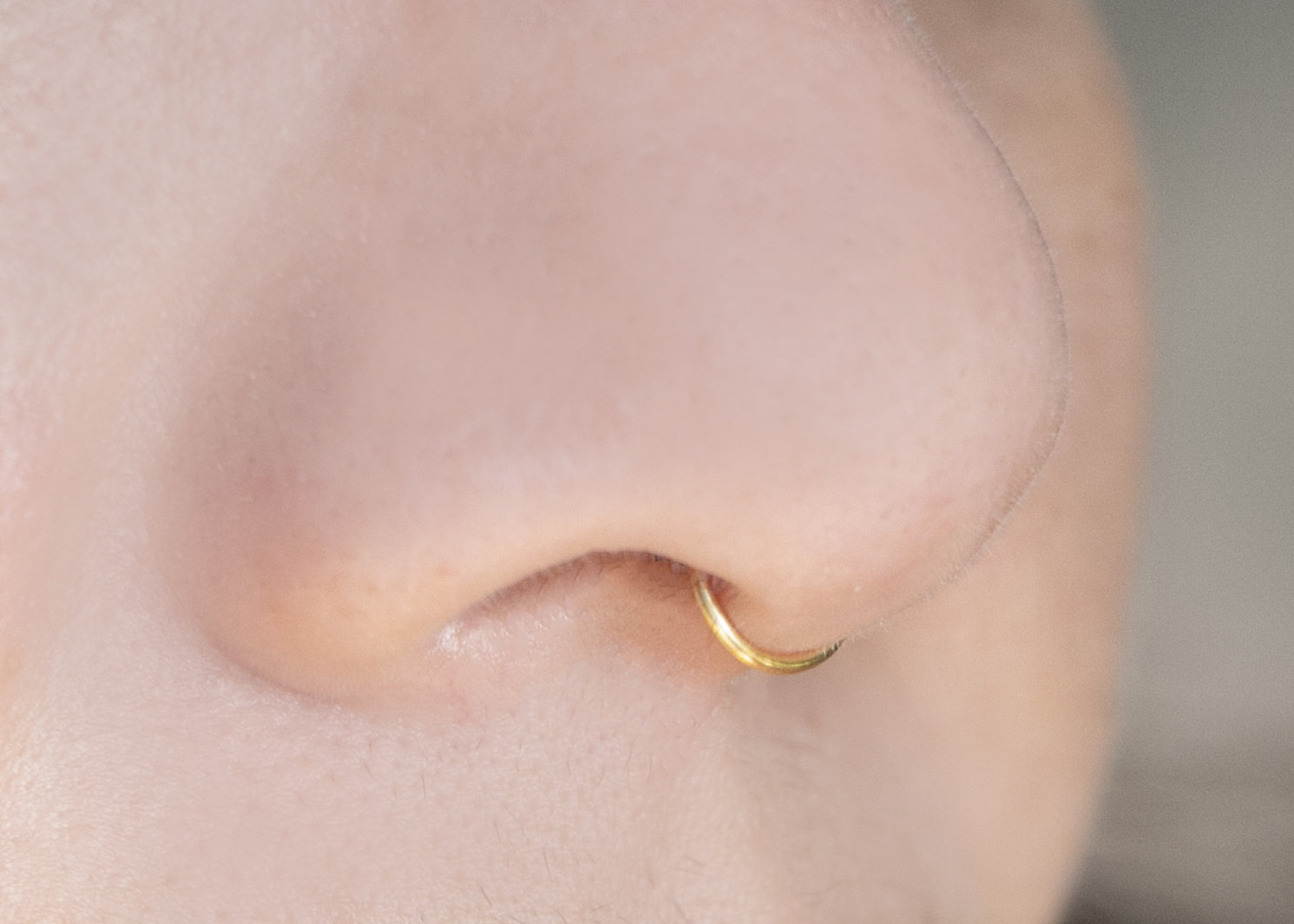 14k Mini Septum Cuff NO PIERCING Small Hoop 20 Gauge Fake Nose Ring