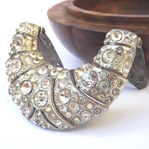 1920s Art deco rare crescent rhinestone dress clip, rare bling dress clip, antique crescent dress clip, bling glam dress clip, for a gift