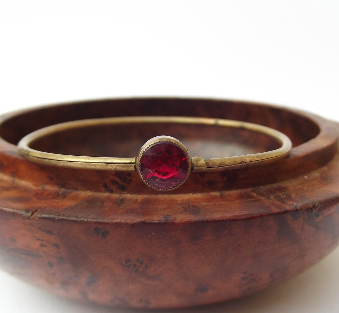 Bracelet Jonc Ancien Plaqué Or Guilloché - Style Art Déco Des Années 1920, Occasion