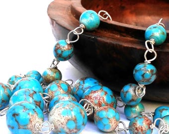1930s Blue Glass Graduated Necklace Art Deco Repurposed Antique Jewellery