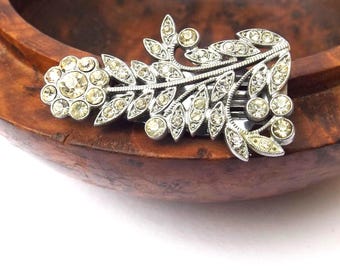 Clip para vestido con flores de pedrería estilo Art Déco de la década de 1930
