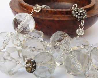 1930s Art deco crystal necklace, large heavy crystal necklace, antique crystal necklace, for a collector, for a gift, for a birthday