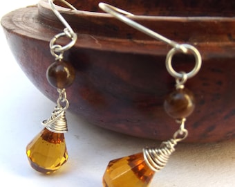 1920s Amber Glass Repurposed Earrings Antique Jewellery