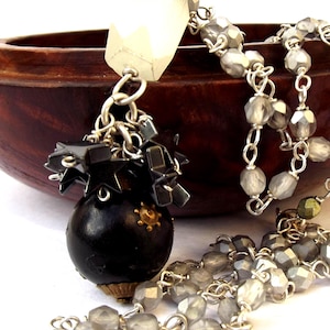 1920s Watch Fob Pendant Sphere Star Glass Necklace Art Deco Antique Jewellery