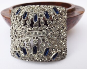 1920s Art deco large bling blue rhinestone slider buckle, Art deco slider buckle, rhinestone bling buckle, for a collector, for a gift