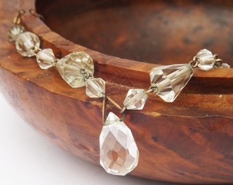 1920s Art deco crystal drop necklace chain, crystal drop necklace, clear crystal drop necklace, for a collector, for a gift, for her