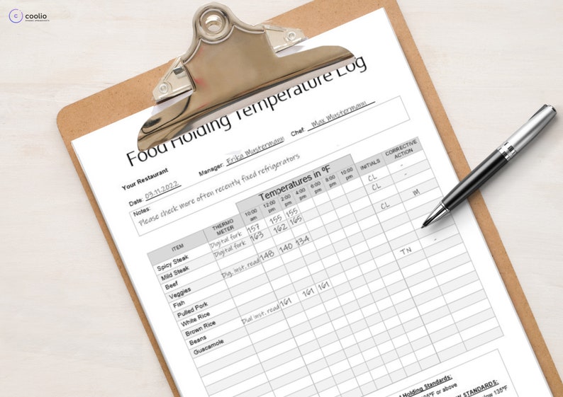 Restaurant & Bar Prep List, Prep Sheet, Temperature Monitoring ...