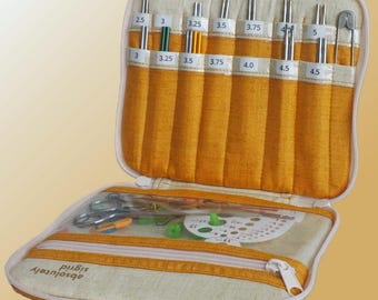 Modern knitting needle organizer pouch | PDF Sewing Pattern, No bias binding (Intermediate)
