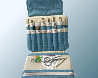 Knitting needle organizer pattern | Interchangeable needles - pouch sewing project (PDF Download)