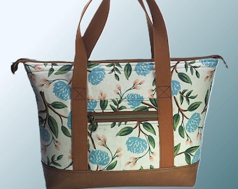 Spacious knitting & sewing project bag | Structured frame option | PDF sewing pattern Wildflower