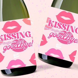 Bachelorette Wine Labels | Kiss The Miss Goodbye | Bachelorette Party Decor | Bach Babes
