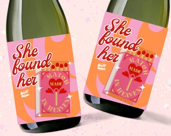 Bachelorette Wine Labels | She Found Her Perfect Match | Bachelorette Party Decor | Bach Babes