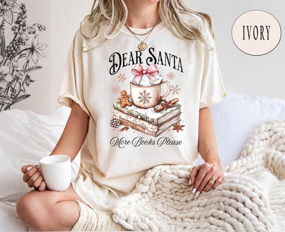Comfort Colors® Book Nerd Christmas Shirt, Long Sleeve (Women’s Cozy Tee)
