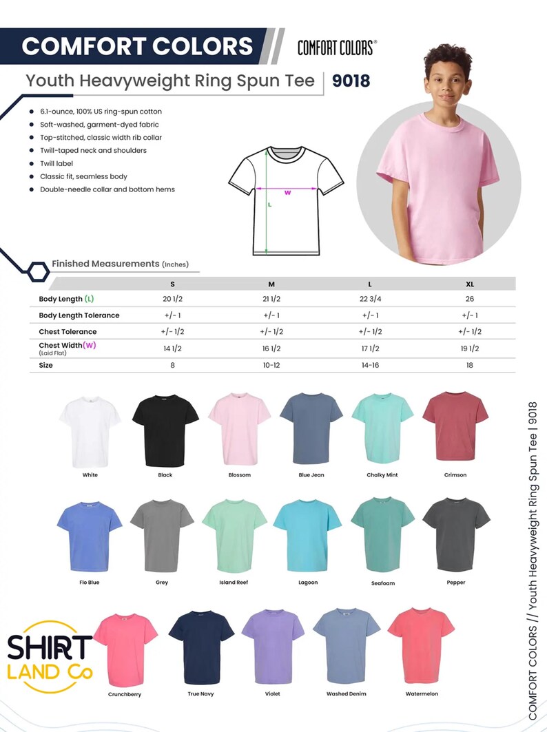 The image is a collection of various youth heavyweight ring spun t-shirts, each with different colors and styles. The t-shirts are displayed in a collage format, showcasing a range of colors and designs. The image does not contain any text, and the focus is on the visual presentation of the t-shirts.
